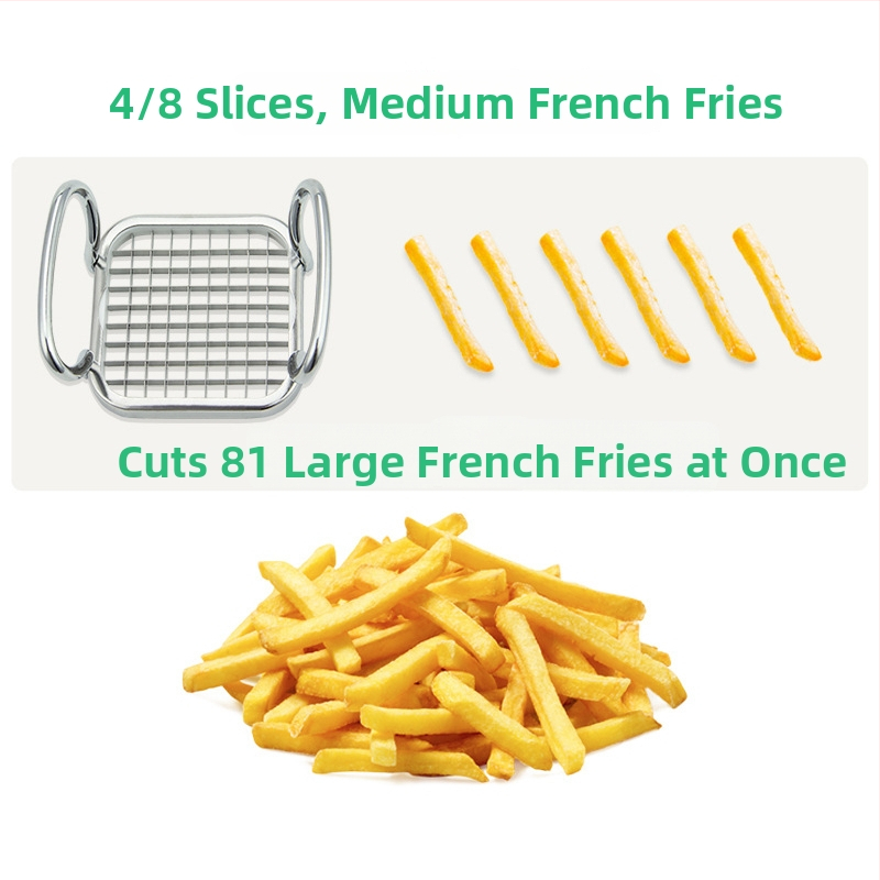 Bulvių, frī ir daržovių kirpimo įrankis su rankiniu spaudimu, nerūdijantis plienas, modelis ZF-I012-3, pritaikymas prieinamas