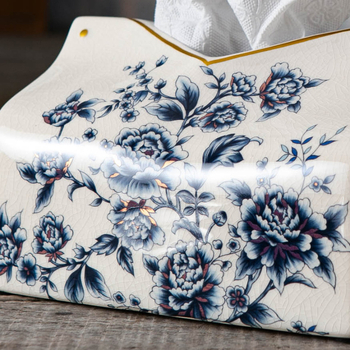 Keramická krabička na vreckovky, štýl nového čínskeho, model M056, na doske, viacúčelová, sada 12 kusov