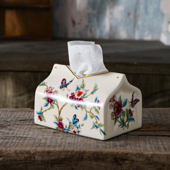 Keramická krabička na vreckovky, štýl nového čínskeho, model M056, na doske, viacúčelová, sada 12 kusov