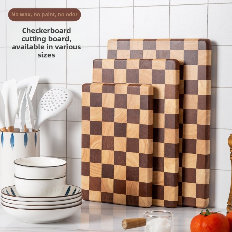 Drevená doska na krájanie s vzorom šachovnice — mozaikový dizajn, do kuchyne, na prípravu ovocia, domáce použitie, moderný minimalistický štýl, Cuisine Square