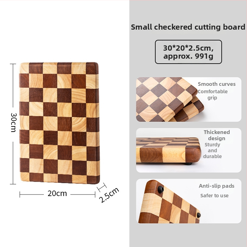 Drevená doska na krájanie s vzorom šachovnice — mozaikový dizajn, do kuchyne, na prípravu ovocia, domáce použitie, moderný minimalistický štýl, Cuisine Square