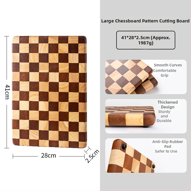 Drevená doska na krájanie s vzorom šachovnice — mozaikový dizajn, do kuchyne, na prípravu ovocia, domáce použitie, moderný minimalistický štýl, Cuisine Square