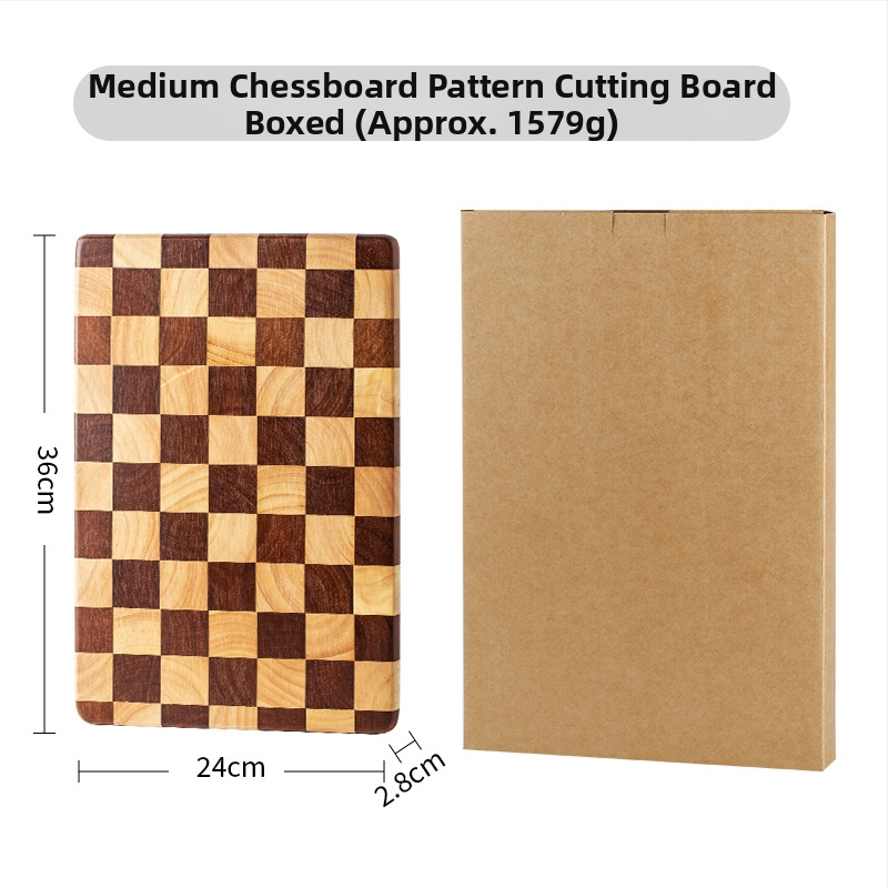 Drevená doska na krájanie s vzorom šachovnice — mozaikový dizajn, do kuchyne, na prípravu ovocia, domáce použitie, moderný minimalistický štýl, Cuisine Square