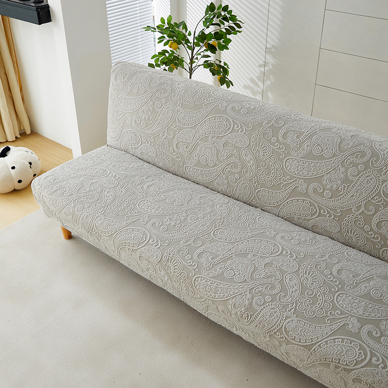 Jacquard baršunasta navlaka za kauč-pretvarač za troje – prilagodljiva, jednobojni uzorak, zaštita od prašine, moderan minimalistički stil