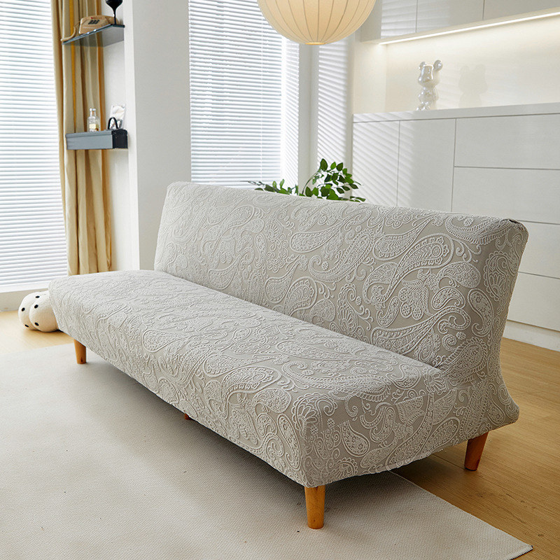 Jacquard baršunasta navlaka za kauč-pretvarač za troje – prilagodljiva, jednobojni uzorak, zaštita od prašine, moderan minimalistički stil