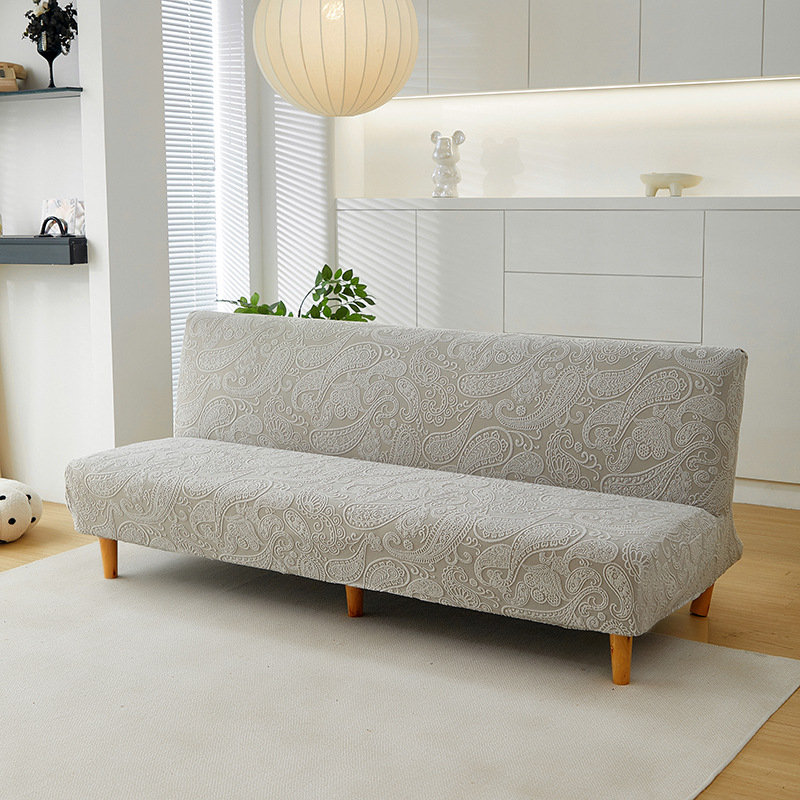 Jacquard baršunasta navlaka za kauč-pretvarač za troje – prilagodljiva, jednobojni uzorak, zaštita od prašine, moderan minimalistički stil