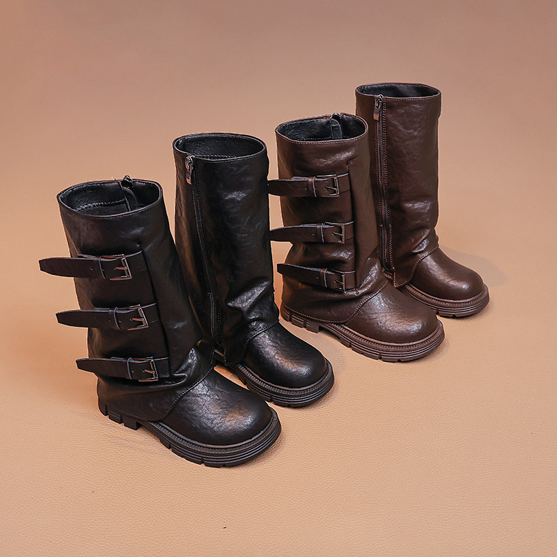 Dievčenské jazdecké čižmy – PU vrchnok, stredná výška lýtka, bočný zips, gumová podrážka, jednofarebné, ľahké, odolné