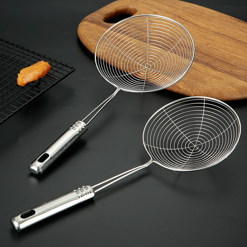 Nerezové sitko s rukoväťou s deviatimi guličkami, veľké sitko na rezance a horúci vývar, proti popáleninám