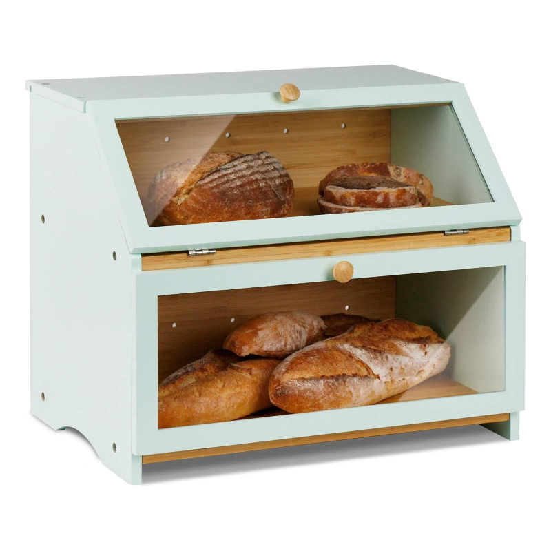 Drevená multifunkčná krabica na chlieb do kuchyne, kapacita 0–5 L, prispôsobenie loga
