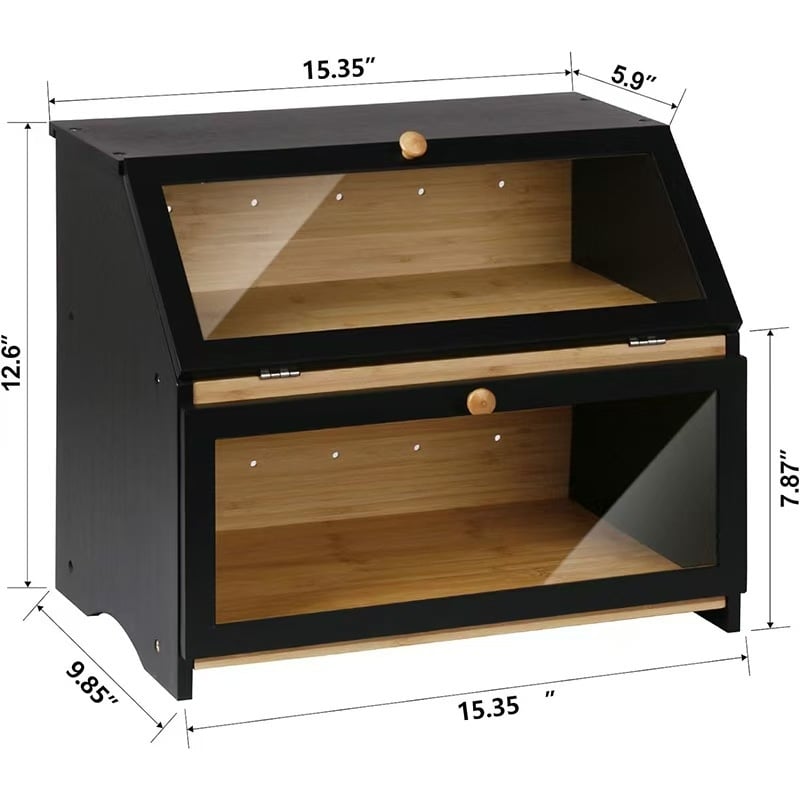 Drevená multifunkčná krabica na chlieb do kuchyne, kapacita 0–5 L, prispôsobenie loga