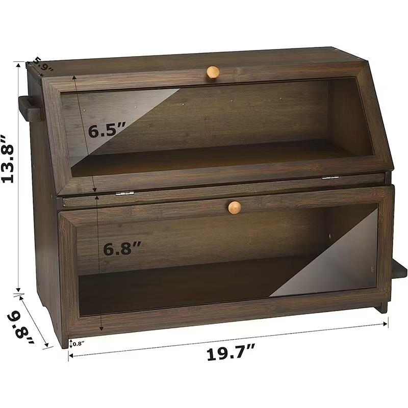 Drevená multifunkčná krabica na chlieb do kuchyne, kapacita 0–5 L, prispôsobenie loga