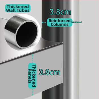 Kuchynský stojan z nehrdzavejúcej ocele na podlahe, multifunkčný stojan pre mikrovlnnú rúru, 4-dielna sada, model 38 trubíc, moderný minimalistický štýl.