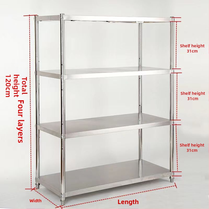 Kuchynský stojan z nehrdzavejúcej ocele na podlahe, multifunkčný stojan pre mikrovlnnú rúru, 4-dielna sada, model 38 trubíc, moderný minimalistický štýl.