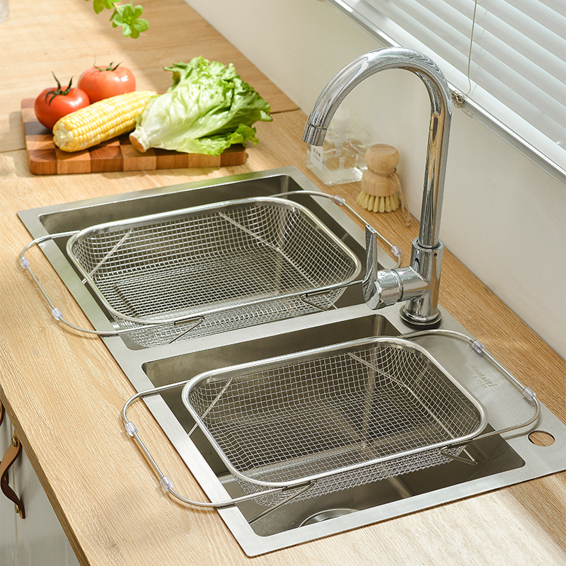 Telescopický nerezový kôš na odkvapkávanie pre drez — moderný dizajn, možnosť prispôsobenia, súkromná značka vhodná