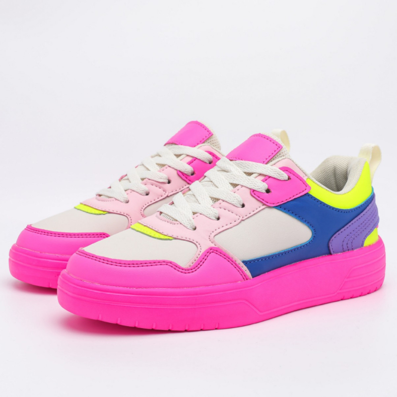 Uniszex sportos-stílusú casual cipő, PU+Mesh felső, EVA talp, fűzővel záródó, 3–5 cm sarkú