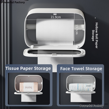 Stena montovaný zásobník toaletného papiera s vyťahovacím boxom, moderný minimalistický štýl, model elzjh03, materiály: PET panel/ram, ABS spodný plášť, magnet NdFeB, PVC valec