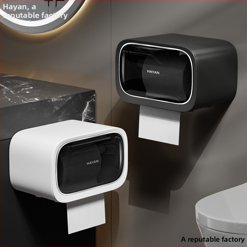 Stena montovaný zásobník toaletného papiera s vyťahovacím boxom, moderný minimalistický štýl, model elzjh03, materiály: PET panel/ram, ABS spodný plášť, magnet NdFeB, PVC valec