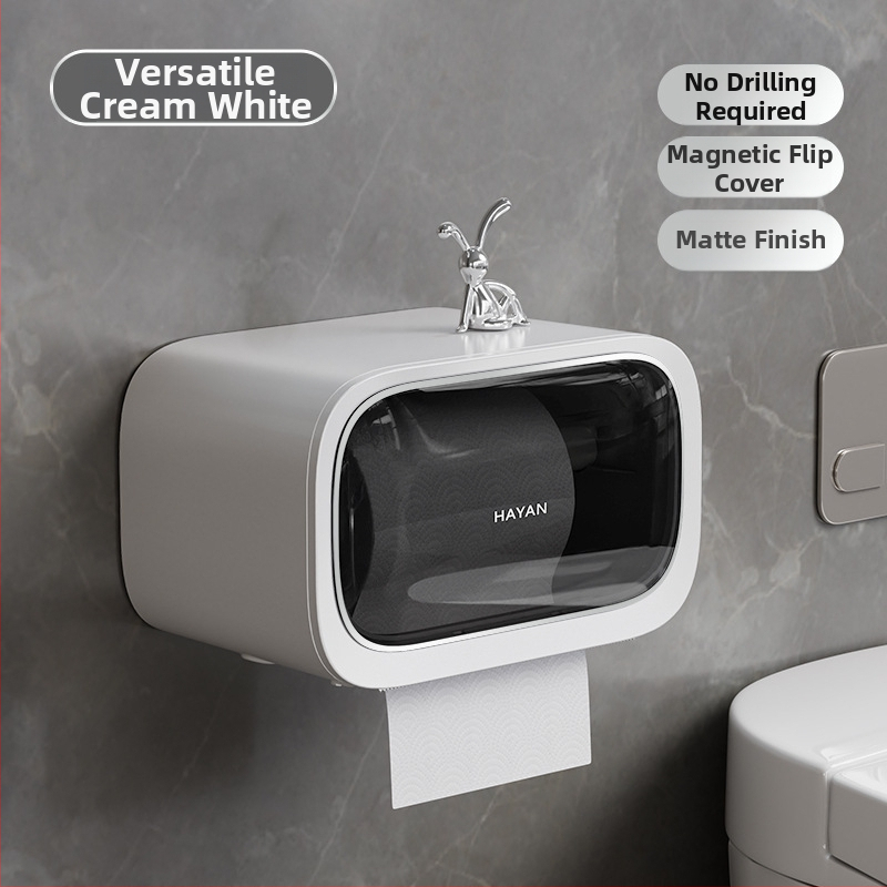 Stena montovaný zásobník toaletného papiera s vyťahovacím boxom, moderný minimalistický štýl, model elzjh03, materiály: PET panel/ram, ABS spodný plášť, magnet NdFeB, PVC valec