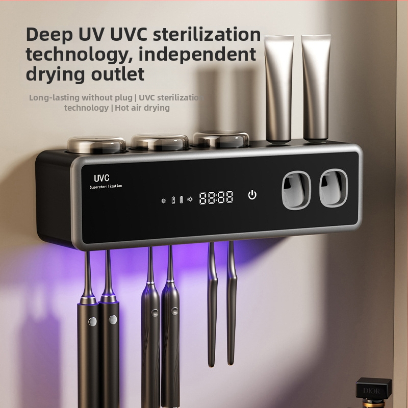 Nutikas UV-desinfitseeriv hambaharjahoidik, imava kummiga alus, kuivatamine ja hoiustamine, plastik