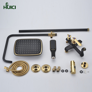 Meďový sprchový set v európskom starožitnom štýle, nástenná montáž, s funkciami postrekovania, sprcha a dážď, povrch s vypaľovaným náterom, prevádzková teplota do 90°C