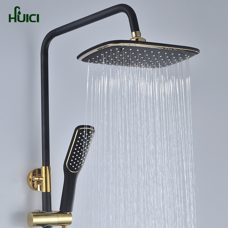 Meďový sprchový set v európskom starožitnom štýle, nástenná montáž, s funkciami postrekovania, sprcha a dážď, povrch s vypaľovaným náterom, prevádzková teplota do 90°C