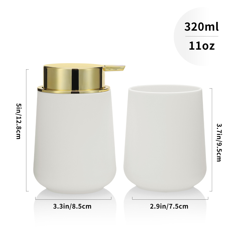 HOME&FUN Sada kúpeľňových doplnkov, 2-dielna, plast, zahŕňa fľašu na lotion a pohár na zubnú kefku, možná personalizácia