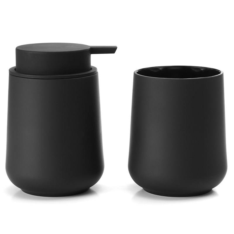 HOME&FUN Sada kúpeľňových doplnkov, 2-dielna, plast, zahŕňa fľašu na lotion a pohár na zubnú kefku, možná personalizácia