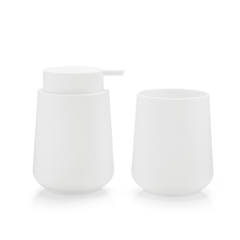 HOME&FUN Sada kúpeľňových doplnkov, 2-dielna, plast, zahŕňa fľašu na lotion a pohár na zubnú kefku, možná personalizácia