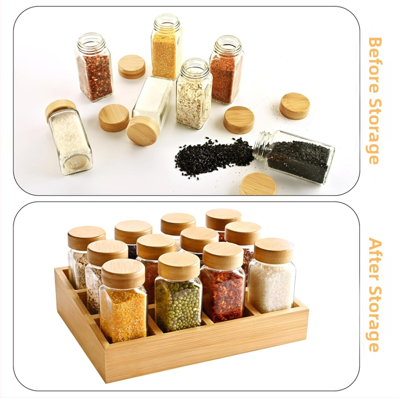 Ραφιέρα μπαχαρικών - ξύλινη, χωρίς τρύπες, μοντέρνα μινιμαλιστική γραμμή