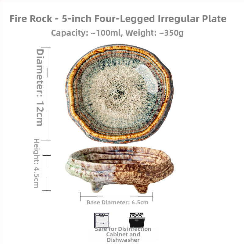Nepravidelné porcelánové taniere na dezert s vysokým podstavcom, japonský štýl, pripravené na darček, možnosť potlače loga