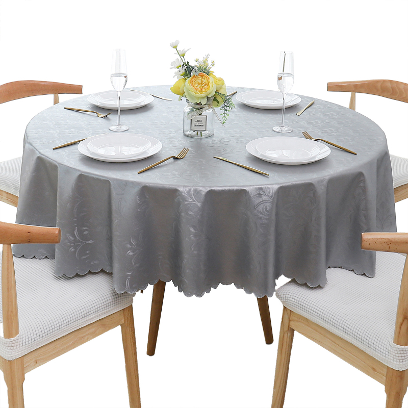 Okrúhly obrus z polyesteru, vodotesný, prachotesný, s rastlinným motívom, moderný minimalistický štýl