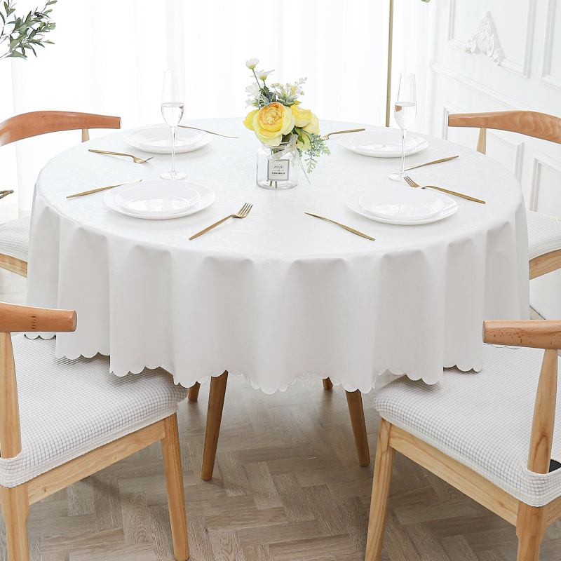 Okrúhly obrus z polyesteru, vodotesný, prachotesný, s rastlinným motívom, moderný minimalistický štýl