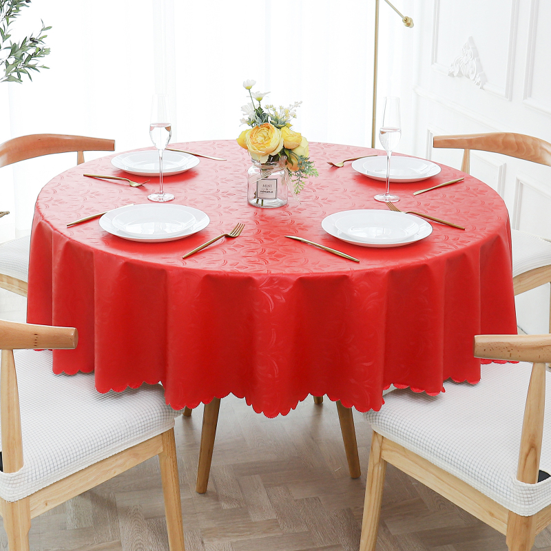 Okrúhly obrus z polyesteru, vodotesný, prachotesný, s rastlinným motívom, moderný minimalistický štýl