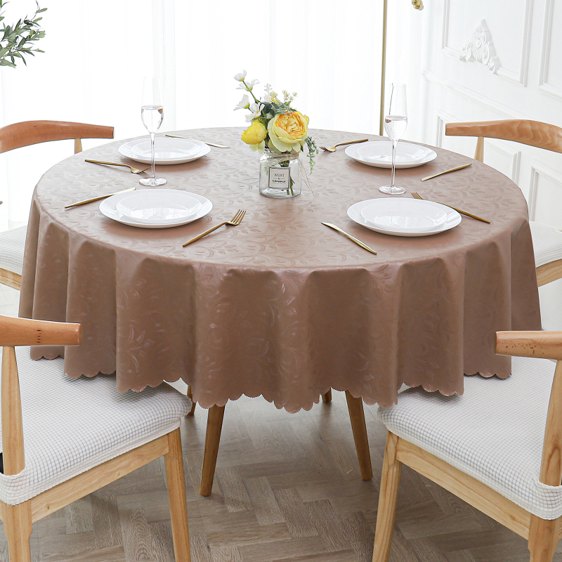 Okrúhly obrus z polyesteru, vodotesný, prachotesný, s rastlinným motívom, moderný minimalistický štýl