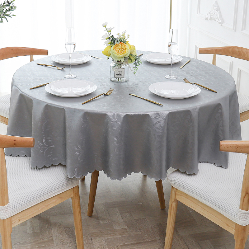 Okrúhly obrus z polyesteru, vodotesný, prachotesný, s rastlinným motívom, moderný minimalistický štýl