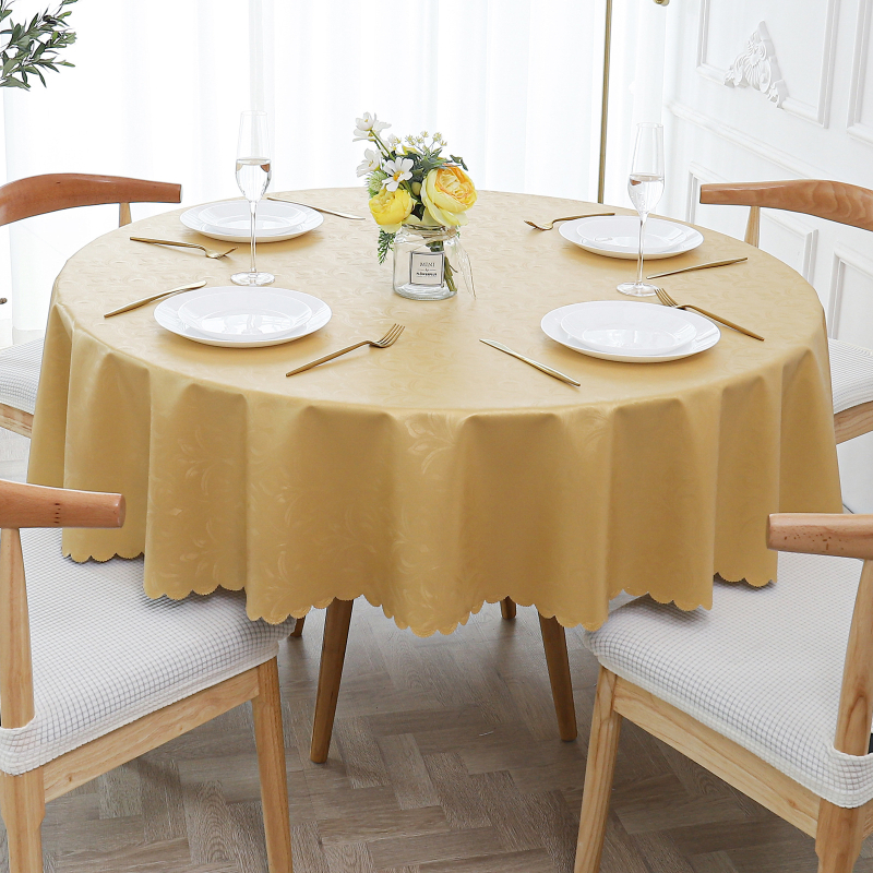 Okrúhly obrus z polyesteru, vodotesný, prachotesný, s rastlinným motívom, moderný minimalistický štýl