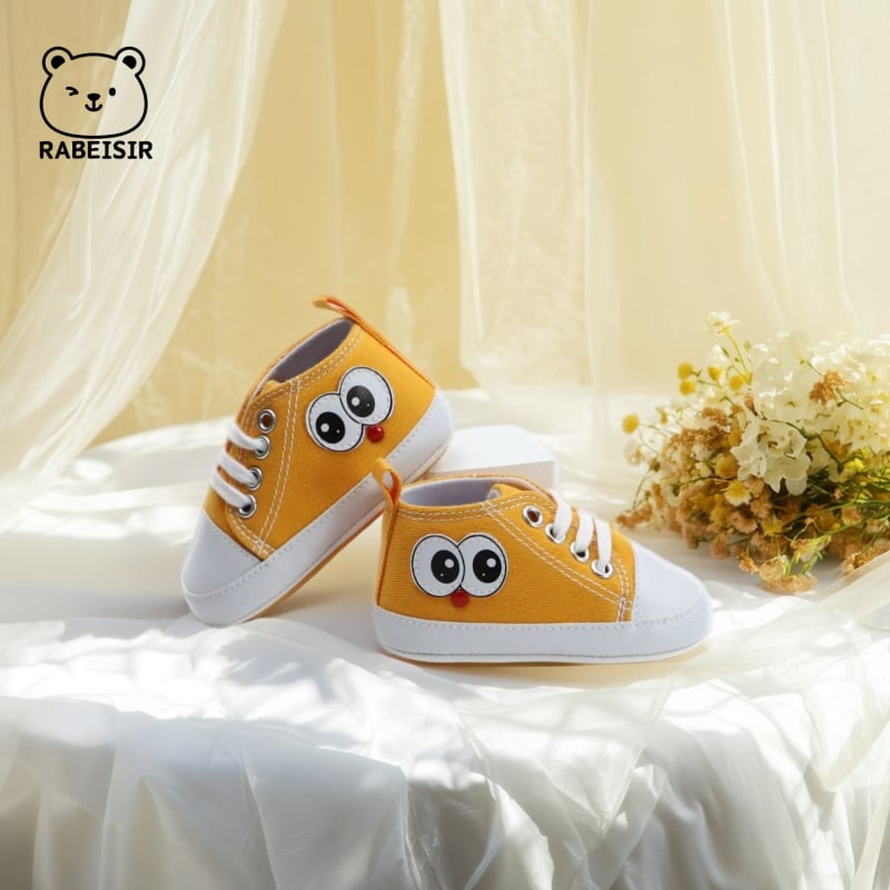 Plátené topánky pre bábätká | protiskluzové, priedušné, šnúrky vpredu, karikatúrny vzor