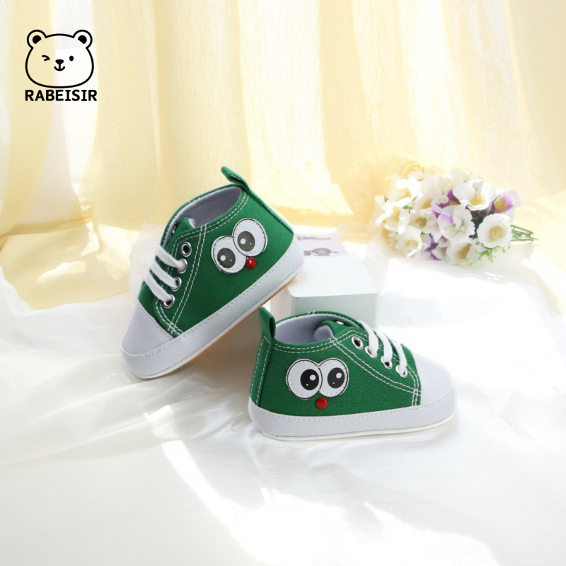 Plátené topánky pre bábätká | protiskluzové, priedušné, šnúrky vpredu, karikatúrny vzor