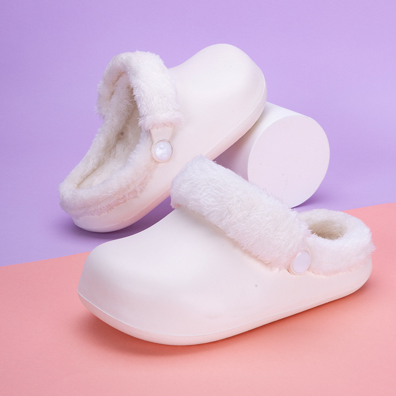 Dječje zimske pamučne papuče – protuklizna EVA potplata, debele tople papuče za kućnu upotrebu s Velcro zatvaračem, unisex, uzrast 4–16 godina