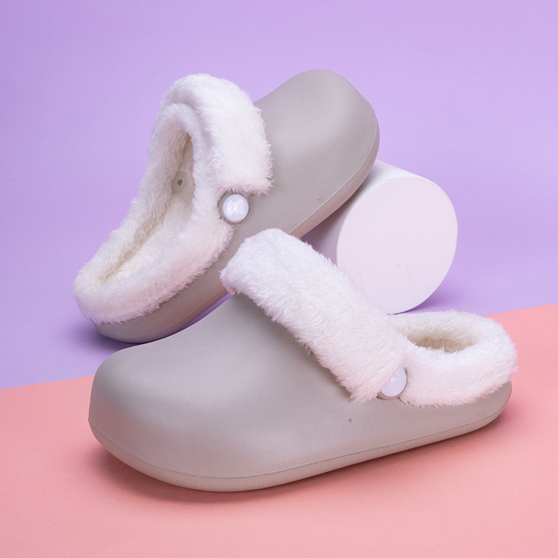 Dječje zimske pamučne papuče – protuklizna EVA potplata, debele tople papuče za kućnu upotrebu s Velcro zatvaračem, unisex, uzrast 4–16 godina