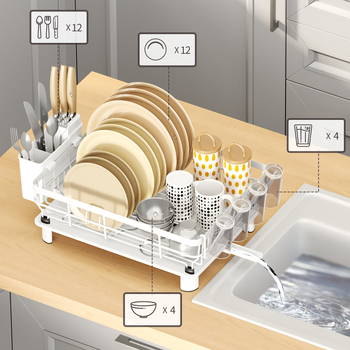 Xinshang Home Geležinis nusausinimo stovas indams – šiuolaikiškas minimalistinis virtuvės saugojimo sprendimas indams ir įrankiams