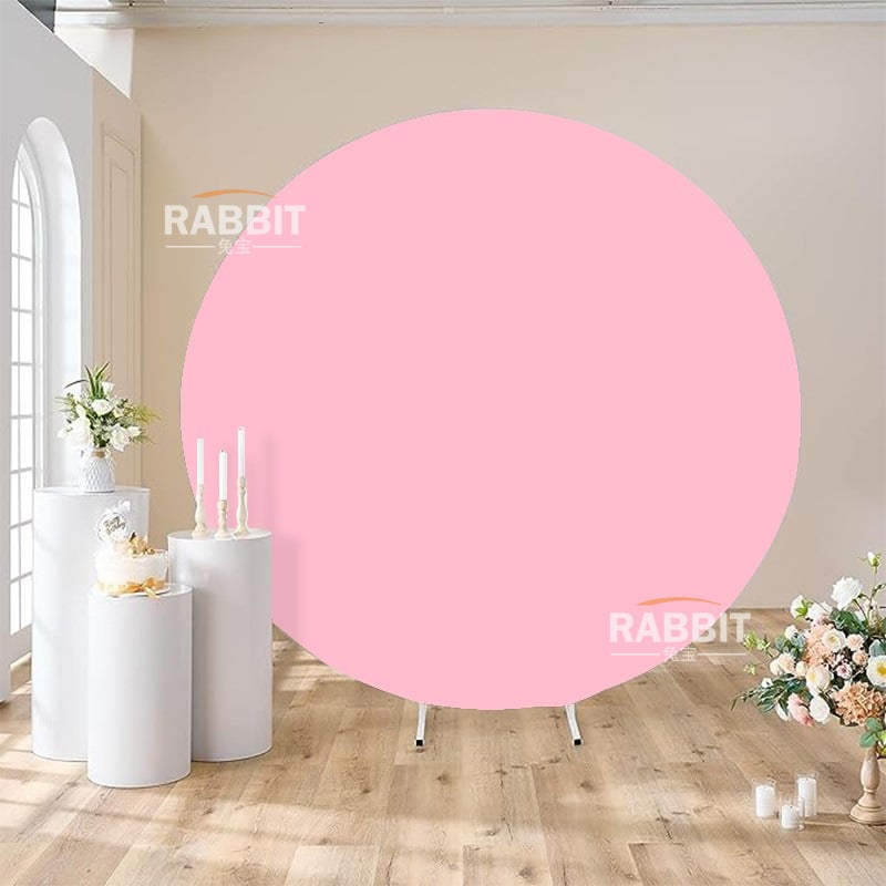 Svadobný kruhový backdrop s kovovým rámom a 190 g látkou, tlačiteľná dekorácia