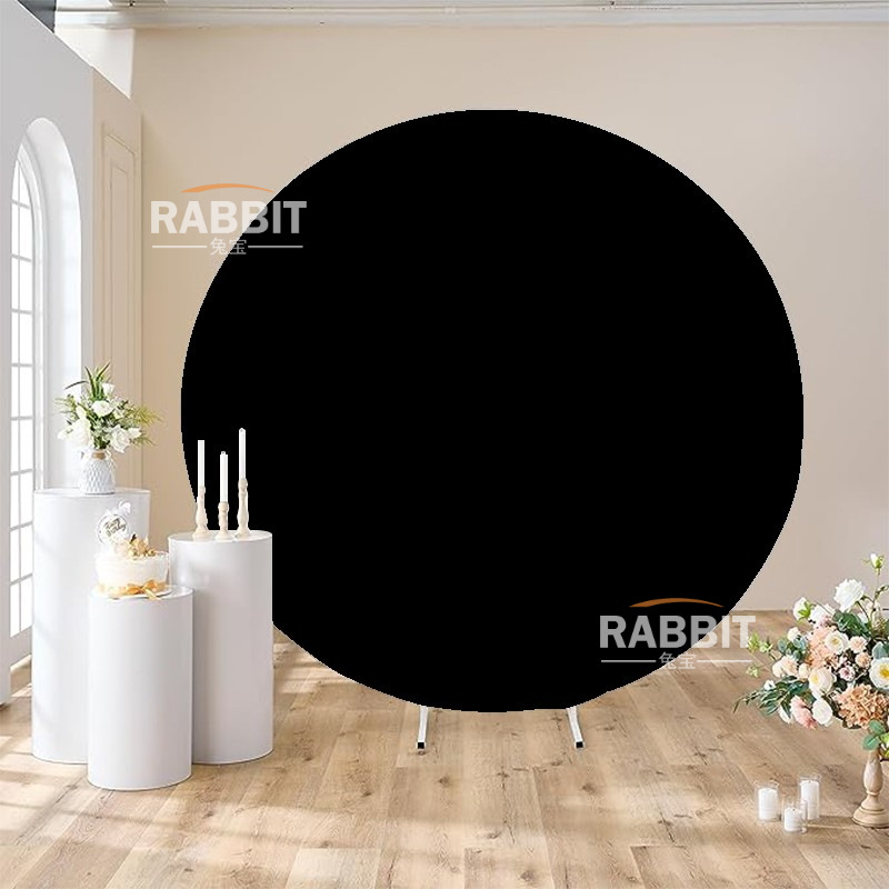 Svadobný kruhový backdrop s kovovým rámom a 190 g látkou, tlačiteľná dekorácia