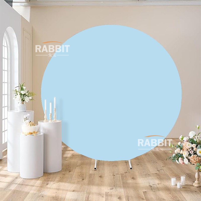 Svadobný kruhový backdrop s kovovým rámom a 190 g látkou, tlačiteľná dekorácia