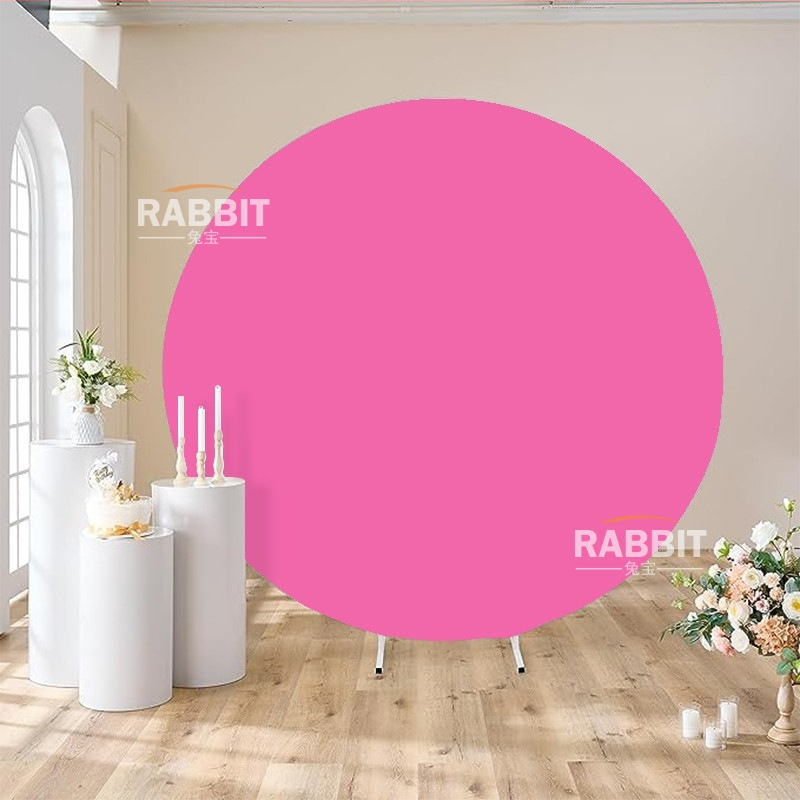 Svadobný kruhový backdrop s kovovým rámom a 190 g látkou, tlačiteľná dekorácia