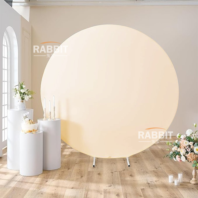 Svadobný kruhový backdrop s kovovým rámom a 190 g látkou, tlačiteľná dekorácia