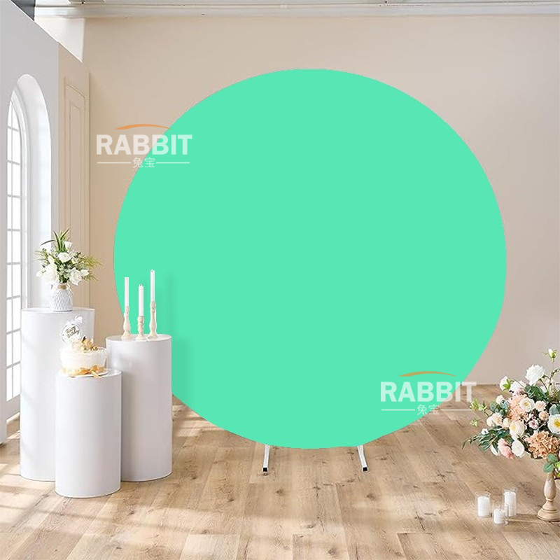 Svadobný kruhový backdrop s kovovým rámom a 190 g látkou, tlačiteľná dekorácia