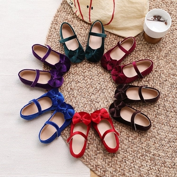 Dječje velur Mary Jane cipele, retro britanski stil, Velcro kopčanje, Ultra-fiber gornji dio, gumeni potplat, niski profil