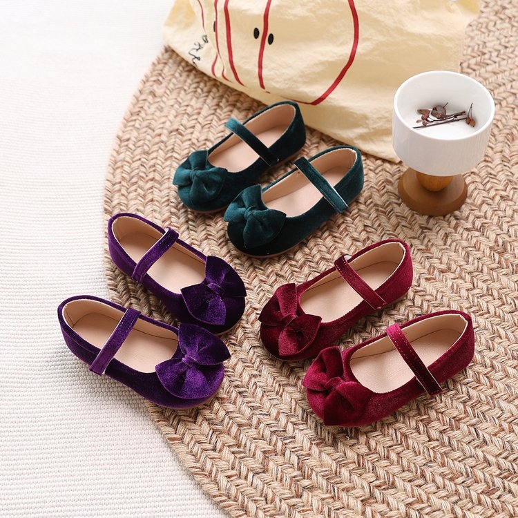 Dječje velur Mary Jane cipele, retro britanski stil, Velcro kopčanje, Ultra-fiber gornji dio, gumeni potplat, niski profil