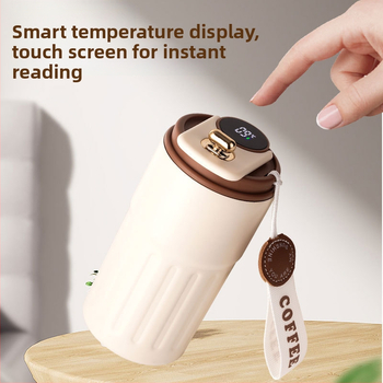 Termoska na kávu so smart senzorom teploty, vakuová izolácia, vnútorný 316 nerezovej ocele, prenosná so šnúrkou